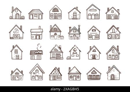 House Icons Im Cartoon-Stil Stock Vektor