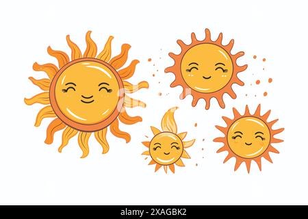 Gezeichnete Sonnensymbole Stock Vektor