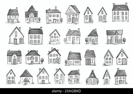 House Icons Im Cartoon-Stil Stock Vektor