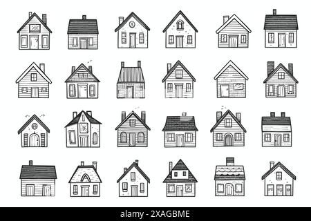 House Icons Im Cartoon-Stil Stock Vektor