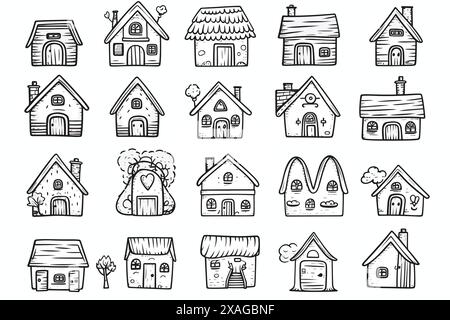 House Icons Im Cartoon-Stil Stock Vektor