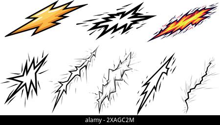 Blitz-Doodle-Donner. Handgezeichneter Skizzenstil. Symbol für Blitzenergie. Vektordarstellung auf weißem Backgorund Stock Vektor