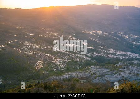 Yuanyang Reisterrasse von Bada in der Provinz Yunnan, China. Hintergrund Stockfoto