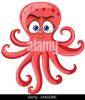 Entzückender Oktopus mit ausdrucksstarken Augen Stock Vektor