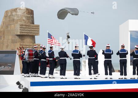 Omaha Beach, Frankreich. 30. Mai 2024. D-Day Jubiläum Internationale Zeremonie am 6. Juni 2024 in Omaha Beach, Normandie, Frankreich, als Teil des 80. Jahrestages des „D-Day“. Foto von David NIVIERE. Quelle: Abaca Press/Alamy Live News Stockfoto