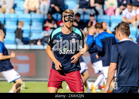 Oslo, Norwegen. Juni 2024. Kristoffer Ajer aus Norwegen hat das Aufwärmen vor dem Fußball-Freundschaftsspiel zwischen Norwegen und Kosovo im Ullevaal Stadion in Oslo gesehen. (Foto: Gonzales Photo - Ketil Martinsen). Stockfoto