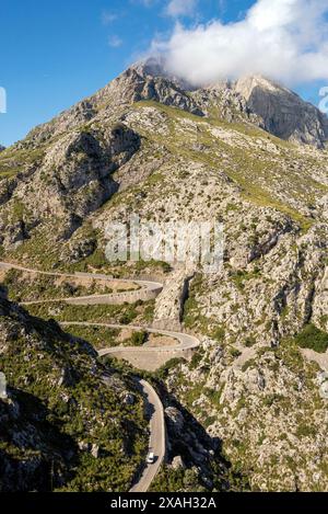 Die spektakuläre Sa Calobra-Straße innerhalb der höchsten Gipfel des Tramontana-Berges an der Westküste Mallorcas, den Balearen, Spanien Stockfoto