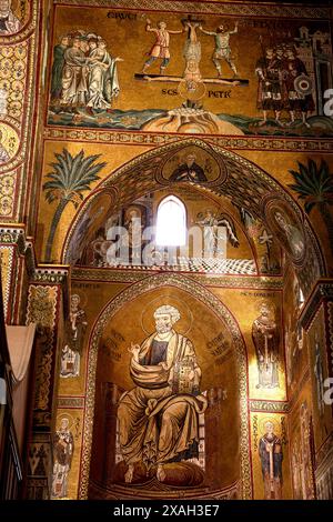 Mosaik des Heiligen Peter in der Kathedrale von Monreale in Sizilien Italien Stockfoto