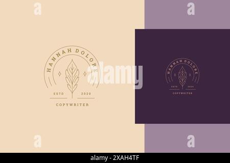 Einfache Vektor-Illustration des minimalen linearen Stil-Logos des eleganten Federfederschreibers innerhalb des Kreises entworfen für Copywriter Service Advertisement Linie Stock Vektor