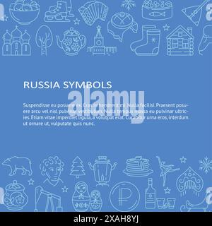 Bannervorlage mit traditionellen russischen Symbolen und Platz für Text. Vektorabbildung. Stock Vektor
