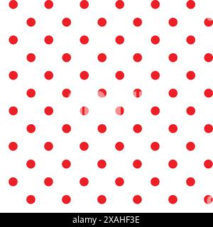 Polka Dot Muster, rote runde Punkte auf weißem Hintergrund - gepunkteter nahtloser, wiederholbarer Texturhintergrund Stock Vektor