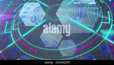 Bild von Formen und Sechsecken über grauem Hintergrund, Kopierraum Stockfoto