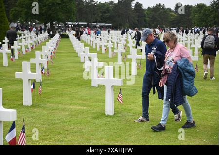 Frankreich. Juni 2024. US-Friedhof in der Nähe von Colleville-sur-Mer Normandie. 06.06.2024 Frankreich (Foto: Aleksy Witwicki/SIPA USA) Credit: SIPA USA/Alamy Live News Stockfoto