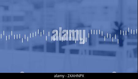Ein graues Finanzdiagramm wird auf schwarzem Hintergrund verarbeitet, Kopierraum Stockfoto