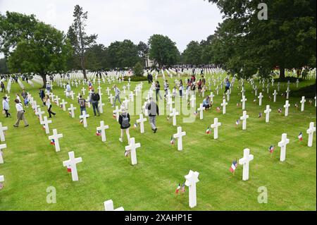 Frankreich. Juni 2024. US-Friedhof in der Nähe von Colleville-sur-Mer Normandie. 06.06.2024 Frankreich (Foto: Aleksy Witwicki/SIPA USA) Credit: SIPA USA/Alamy Live News Stockfoto