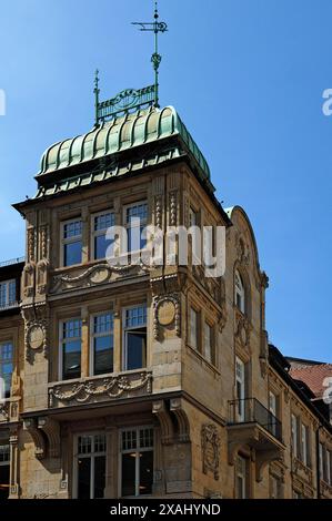 Turm eines Eckhauses im Jugendstilstil (1903-1904), Heidelberg, Baden-Württemberg, Deutschland Stockfoto