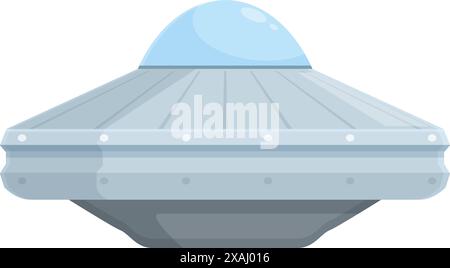 Illustration eines klassischen Ufos, das am Himmel schwebt und bereit für eine interstellare Reise ist Stock Vektor