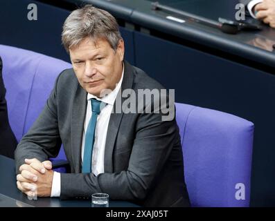 Bundeswirtschaftsminister Robert Habeck im Bundestag, Berlin, 06.06.2024, Berlin, Berlin, Deutschland Stockfoto
