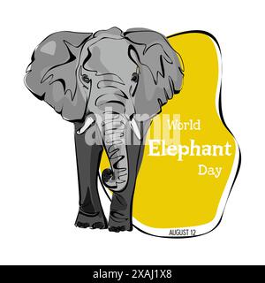 Welt-Elefanten-Tag-Vektor-Illustration. Geeignet für Poster, Banner, Kampagne und Grußkarte. Wildtierkonzept. Wilde Tiere. Retten Sie Elefanten Stock Vektor
