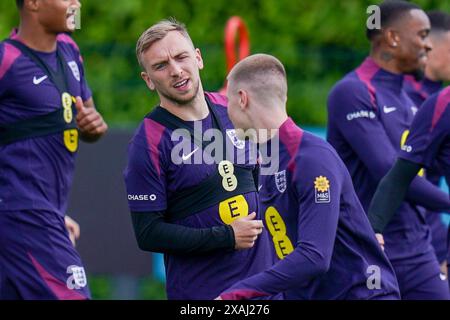 Enfield, Großbritannien. Juni 2024. England Stürmer Jarrod Bowen (West Ham United) während der England Training Session vor dem Friendly International vs Iceland am 6. Juni 2024 auf dem Tottenham Hotspur Training Ground, Enfield, England, Vereinigtes Königreich Credit: Every Second Media/Alamy Live News Stockfoto