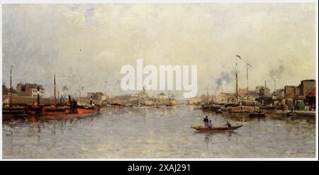 Stanislas Lépine.(1835-1892). Le Bassin de la Villette. Huile sur toile.1880 Stockfoto