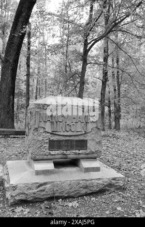 Nancy Hanks Lincoln Grabmarker am Lincoln Boyhood National Memorial, Lincoln City, Indiana, USA. Stockfoto