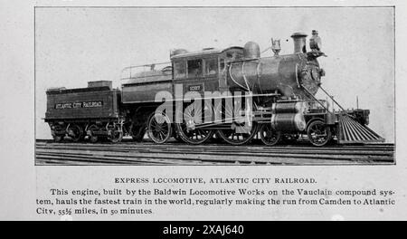 SCHNELLLOKOMOTIVE, ATLANTIC CITV RAILWAY. Aus dem Artikel ENGLISH AND AMERICAN LOKOMOTIVE BUILDING Part II von Charles Rous-Marten. Aus dem Engineering Magazine widmet sich Industrial Progress Band XVII 1899 The Engineering Magazine Co Stockfoto