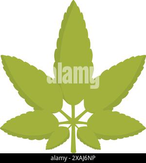 Einfaches grünes Cannabisblatt mit sieben Blättern, die die therapeutischen Eigenschaften der Pflanze symbolisieren Stock Vektor