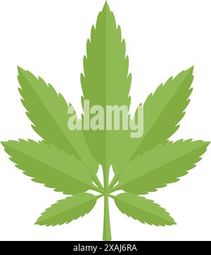 Grünes Marihuanablatt mit sieben Flugblättern, die auf weißem Hintergrund wachsen Stock Vektor
