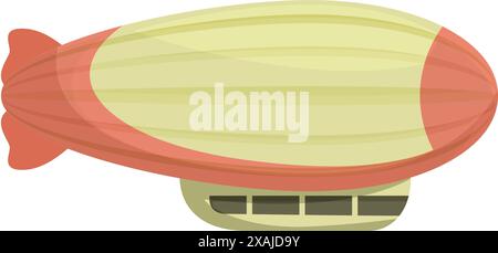 Retro-Luftschiff mit Kabine für den Personenverkehr, fahrbares Fliegen am Himmel Stock Vektor