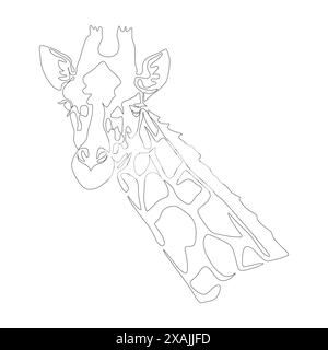 Durchgehende einzeilige Zeichnung. Giraffen-Kopf-Symbol. Logo der Giraffe. Wildes Tier. Vektorabbildung. Tierwelt Stock Vektor