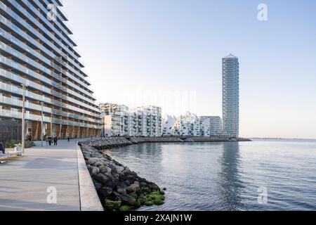 Moderne Architektur, „Leuchtturm“-Hochhaus, Aarhus, Dänemark Stockfoto