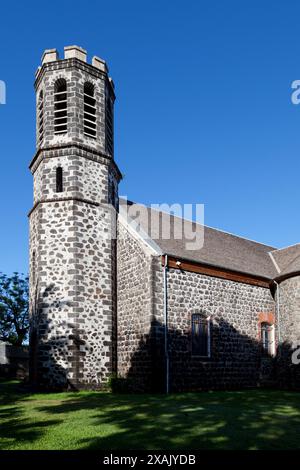 Die Kirche Notre-Dame-de-la-Salette in Saint-Leu. Sie ist im Allgemeinen Kulturerbe-Verzeichnis aufgeführt. Stockfoto