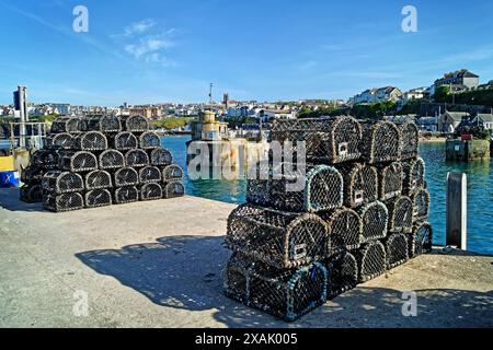 Großbritannien, Cornwall, Newquay Harbour und Town. Stockfoto