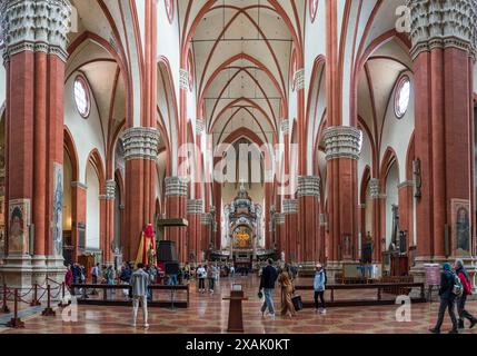 Italien, Bologna, Basilica di San Petronio, Innenansicht Stockfoto