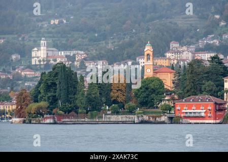 Malerische Kirche San Lorenzo am Comer See in Tremezzo, Italien Stockfoto