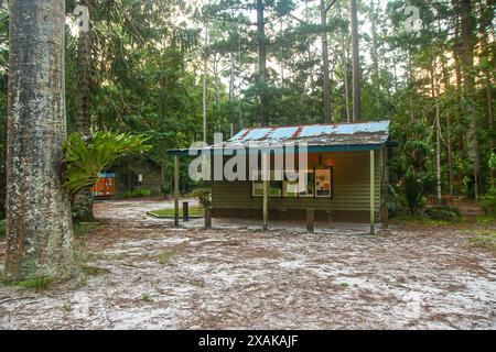 Central Station, das ehemalige Zentrum der Forstwirtschaft im Herzen des Regenwaldes von Fraser Island, der größten Sandinsel der Welt Stockfoto