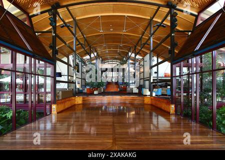 Lobby des Kingfisher Bay Resort an der Westküste von Fraser Island in Queensland, Australien Stockfoto