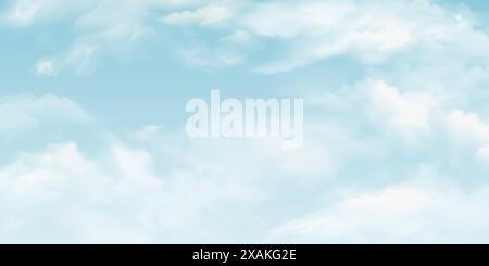 Blauer Himmel mit weißen Wolken. Wunderschöner Himmel und transparenter Hintergrund mit Wolkenstruktur. Vektor-Himmel Sommerlandschaft Stock Vektor