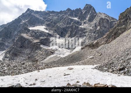 Europa, Österreich, Verwall, Tirol, St. Anton am Arlberg, Kuchenspitze mit Kuchenferner Stockfoto