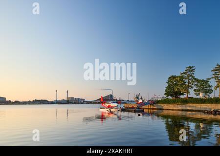 Kopenhagener Hafen, frühmorgens, Wasserflugzeug vor der Tür; Langelinie/Nordre Toldbod, Kopenhagen, Dänemark Stockfoto