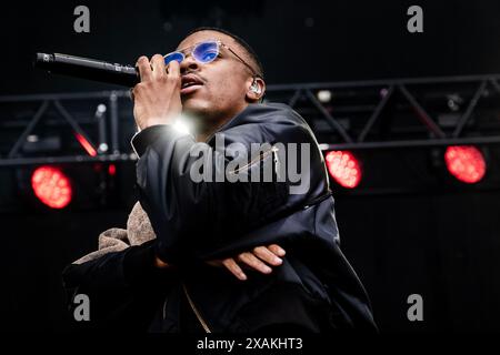 Aarhus, Dänemark. Juni 2024. Der amerikanische Rapper und Sänger Vince Staples tritt am Freitag, 7. Juni 2024, auf dem Northside Musikfestival in Aarhus auf. (Foto: Helle Arensbak/Ritzau Scanpix) Credit: Ritzau/Alamy Live News Stockfoto