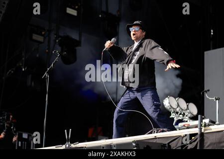 Die britische Post-Hardcore-Band Enter Shikari während ihres Auftrittes im Rahmen des Festivals Rock am Ring 2024 an Nürburgring Nürburgring *** die britische Post-Hardcore-Band Enter Shikari während ihres Auftritts beim Rock am Ring 2024 am Nürburgring Nürburgring Stockfoto