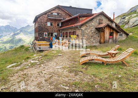 Europa, Österreich, Verwall, Tirol, Pettneu am Arlberg, Edmund-Graf-Hütte Stockfoto