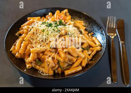 Europa, Österreich, Verwall, Tirol, Pettneu am Arlberg, Hüttennudeln in der Edmund-Graf-Hütte Stockfoto
