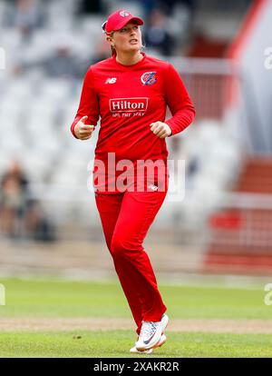 7. Juni 2024; Emirates Old Trafford Cricket Ground, Manchester, England; Charlotte Edwards Cup Cricket, Lancashire Thunder versus Southern Vipers; Sophie Ecclestone von Lancashire Thunder Stockfoto