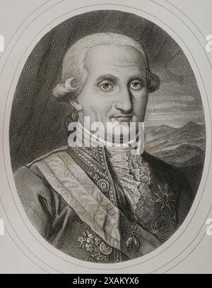 Karl IV. (1748-1819). König von Spanien (1788-1808), so genannter El Cazador (der Jäger). Hochformat. Gravur von Masson. Lithographie von Magin Pujadas. Historia General de Espana, von Modesto Lafuente. Band IV. Veröffentlicht in Barcelona, 1879. Stockfoto