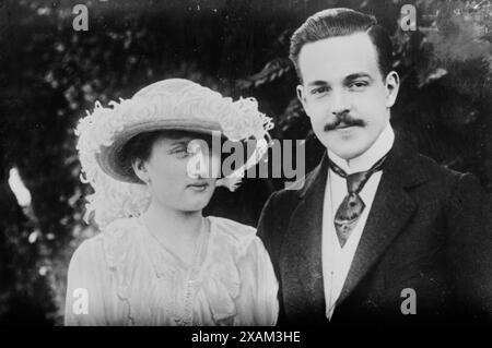 Ex-König Manuel &amp; Braut, Manuel von Portugal, zwischen 1910 und 1915. Zeigt Prinzessin Augusta Victoria von Hohenzollern (1890–1966) und König Manuel II. Von Portugal. Stockfoto