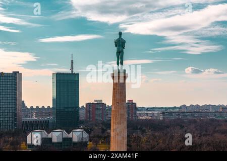 Belgrad, Serbien - 8. Februar 2024: Pobednik ist ein Denkmal in der Belgrader Festung, das zum Gedenken an Serbiens Sieg über die Osmanen und die Austro-Hung errichtet wurde Stockfoto