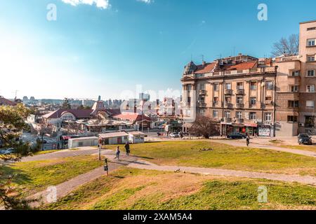 Belgrad, Serbien - 8. Februar 2024: Zeleni Venac Bauernmarkt in Stari Grad, Belgrad, der Hauptstadt Serbiens. Stockfoto